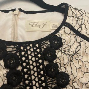 Eliza J Creamy White & Black Lace Dress Size 6P